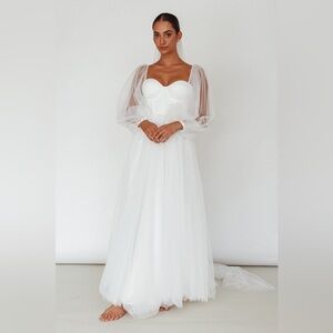 Fairytale Dream Sheer Sleeve Maxi Dress White